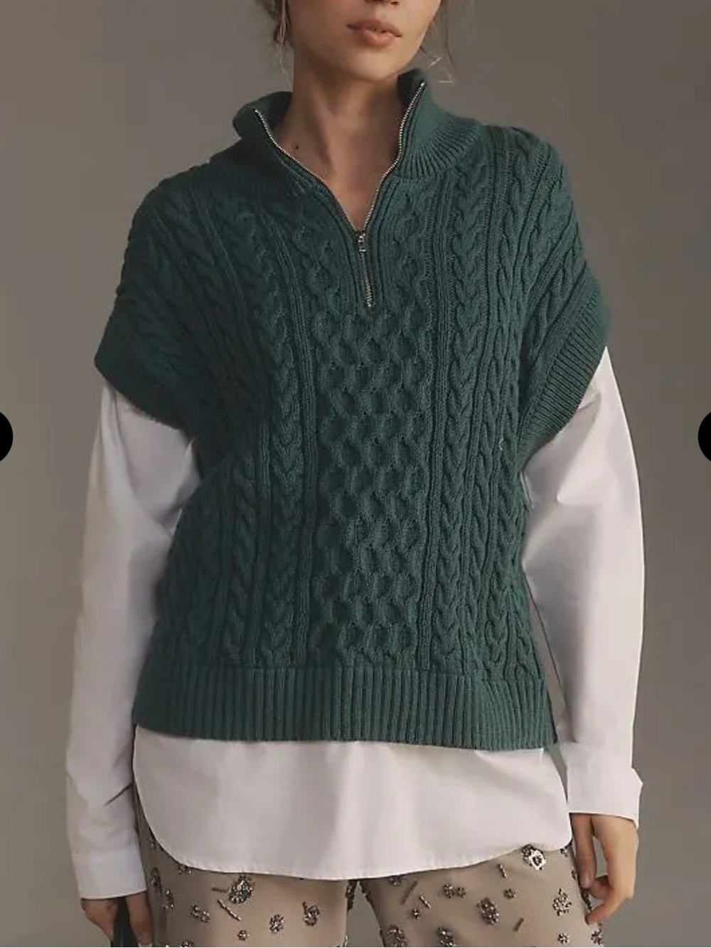 Anthropologie Pilcro NWT Oversized Cable Knit Shirt Sweater Green XS $148*V20